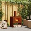 vidaXL Fire Pit Brown 60 x 40 x 96 cm Weathering Steel
