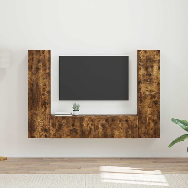 vidaXL TV Cabinet Set 6 pcs Smoked Oak Engineered Wood