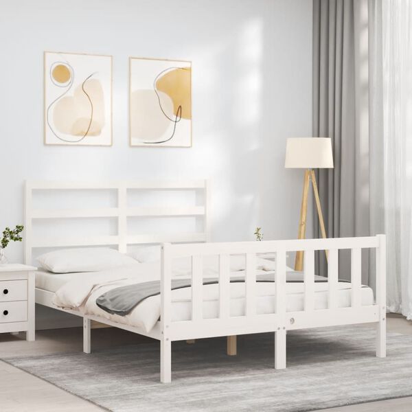 vidaXL Bed Frame without Mattress White 140x200 cm Solid Wood Pine