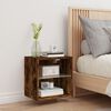 vidaXL Bedside Cabinet with LED Lights Wall-mounted Smoked Oak