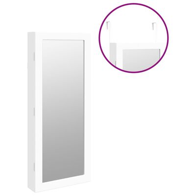 vidaXL Mirror Jewellery Cabinet with LED Lights Wall Mounted White
