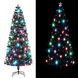 vidaXL Pre-lit Christmas Tree Green and White 240 cm Fibre Optic