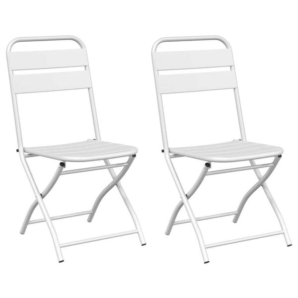 vidaXL Garden Folding Chair Folding 2 pcs White 55 x 56.5 x 91cm Steel