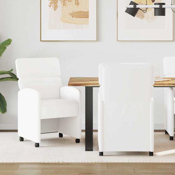 vidaXL Dining Chairs 2 pcs White 58 x 65 x 98 cm Faux leather