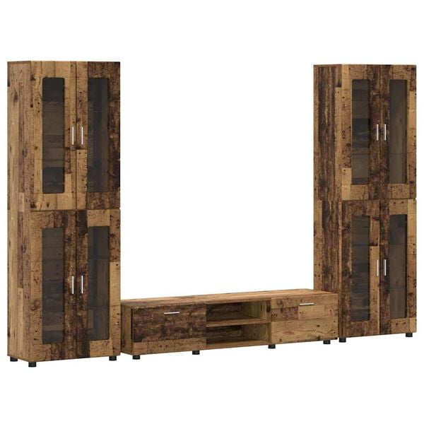 vidaXL TV Cabinet Set with Drawer FLORIN Old Wood Engineered Wood