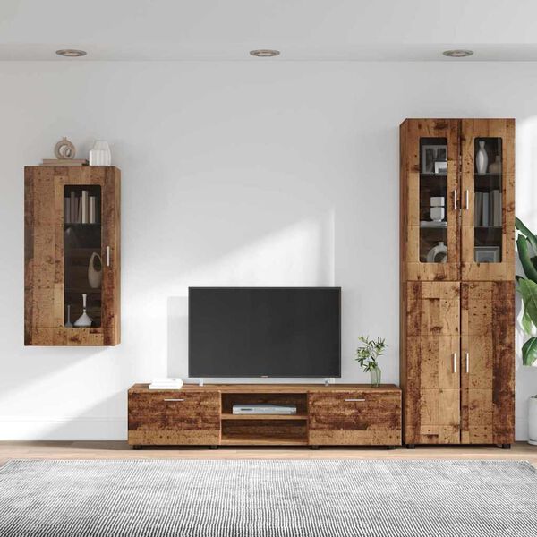 vidaXL TV Cabinet Set with Drawer FLORIN Old Wood Engineered Wood