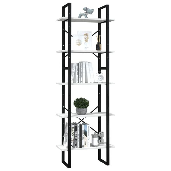 vidaXL 5-Tier Book Cabinet White 60x30x175 cm Pinewood