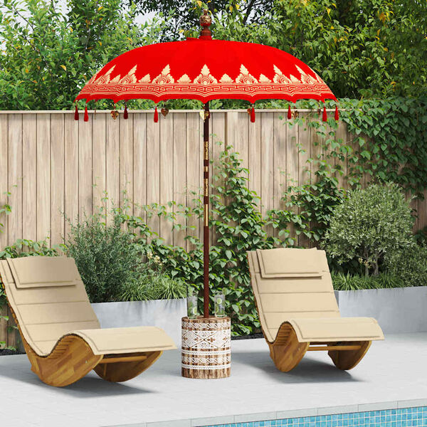 vidaXL Balinese Parasol Red 180-190 cm Cotton and solid wood