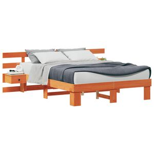 vidaXL Bed Frame with Headboard Brown 140 x 200 cm Solid Pine Wood