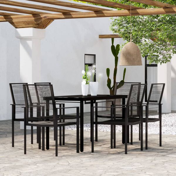 vidaXL 7 Piece Garden Dining Set Black