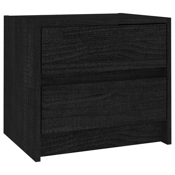 vidaXL Bedside Cabinet Black 40x30.5x35.5 cm Solid Pine Wood