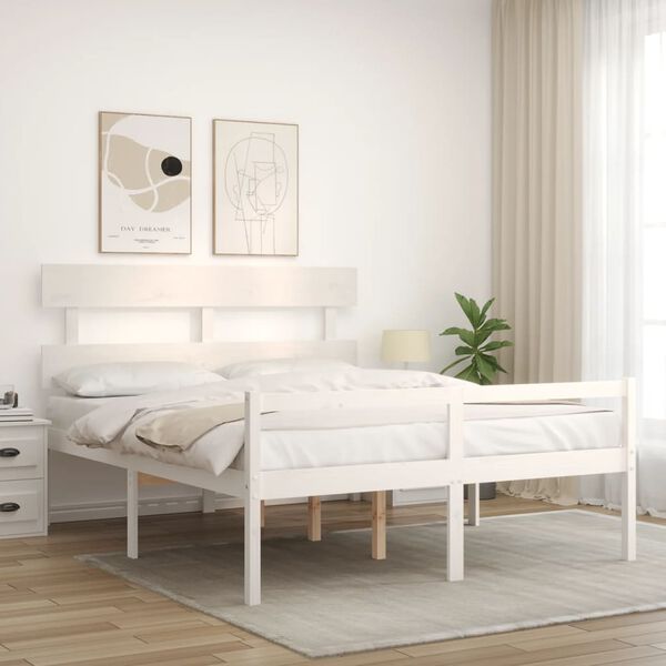 vidaXL Senior Bed without Mattress White 160x200 cm Solid Wood