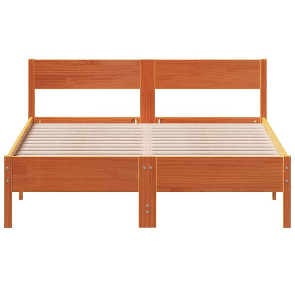 vidaXL Bed Frame without Mattress Wax Brown 120x190 cm Small Double Solid Wood Pine