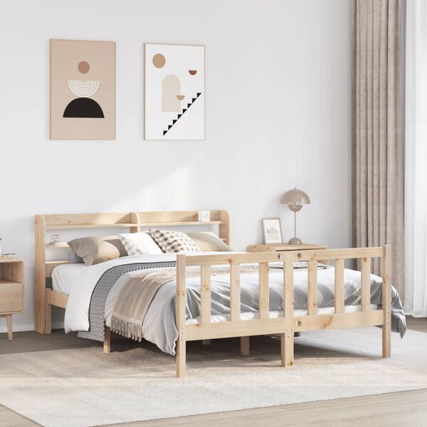 vidaXL Bed Frame without Mattress 150x200 cm King Size Solid Wood Pine