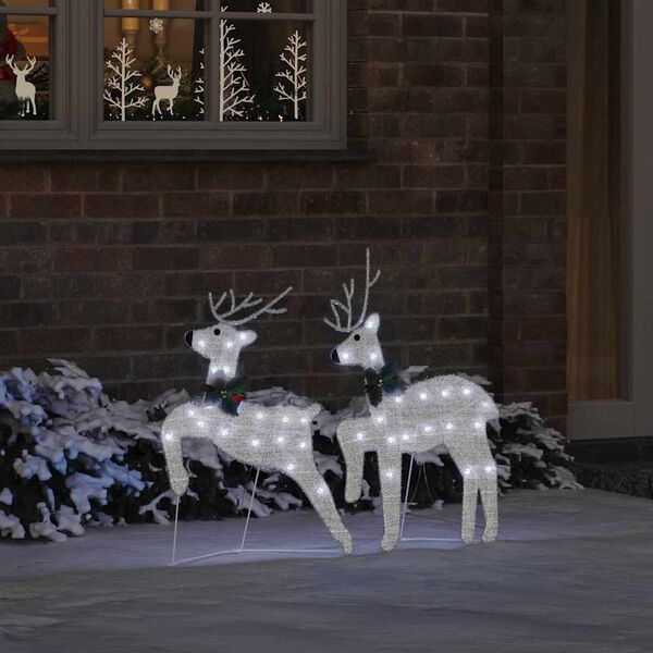 vidaXL LED Reindeers 2 pcs Cold White Fabric