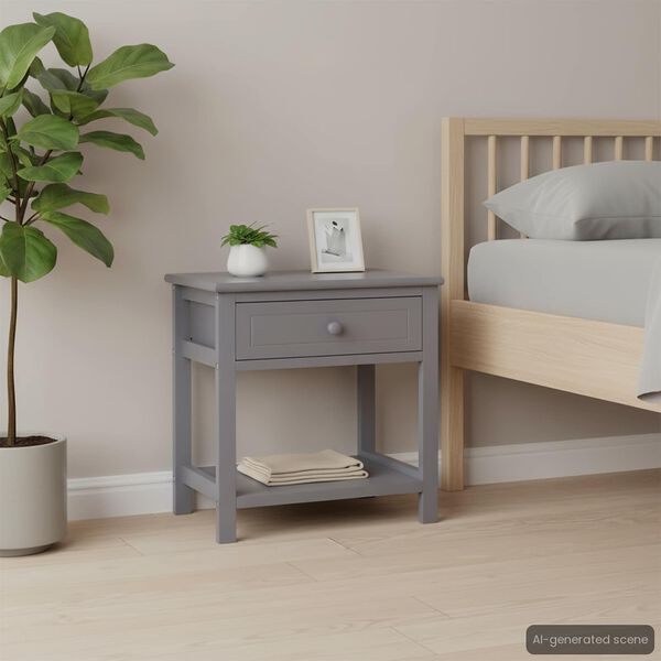 vidaXL Nightstand Grey 40x29x42 cm Paulownia Wood