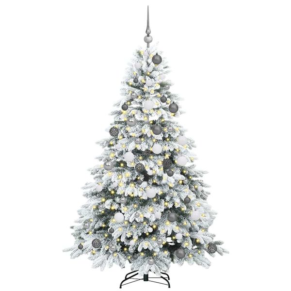 vidaXL Artificial Christmas Tree with 300 LEDs White 180 cm PE and PVC