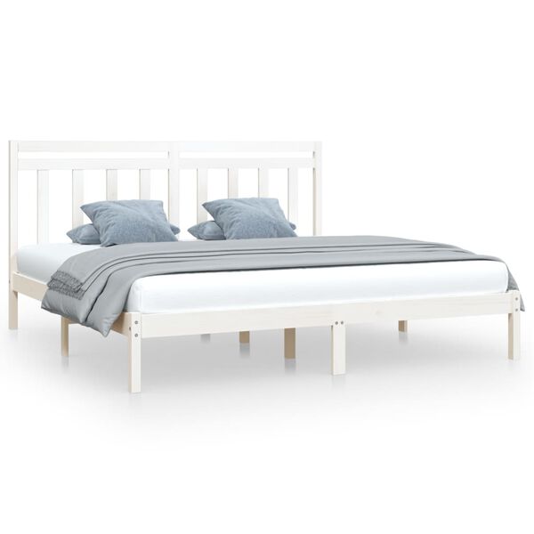 vidaXL Bed Frame without Mattress White 180x200 cm Super King Solid Wood