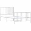 vidaXL Metal Bed Frame without Mattress with Footboard White 90x200cm