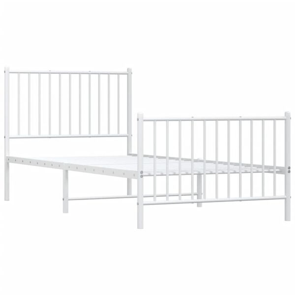 vidaXL Metal Bed Frame without Mattress with Footboard White 90x200cm