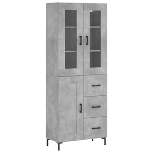 vidaXL Highboard Concrete Grey 69.5x34x180 cm Engineered Wood