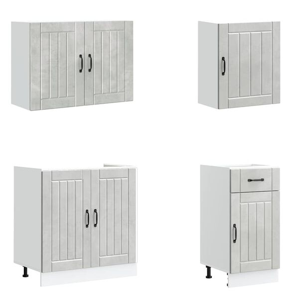 vidaXL 7 Piece Kitchen Cabinet Set Lucca Concrete Grey Engineered Wood