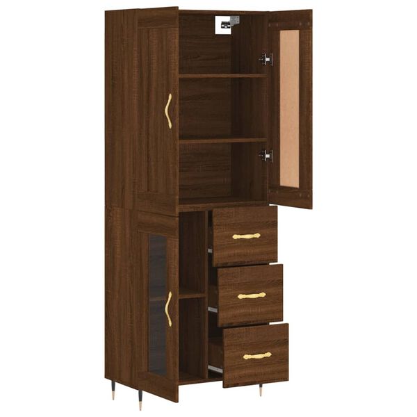 vidaXL Highboard Brown Oak 69.5x34x180 cm Engineered Wood