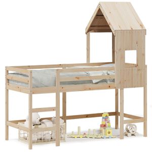 vidaXL Loft Bed with Ladder and Roof without Mattress 90x200 cm