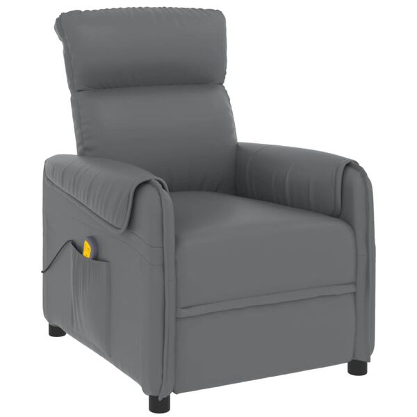 vidaXL Massage Recliner Chair Grey Faux Leather
