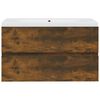 vidaXL Sink Cabinet with Built-in Basin Smoked Oak Engineered Wood