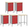 vidaXL Tool Cabinet Set with Shelf 4 pcs Red Powder-Coated Steel