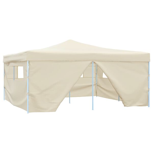 vidaXL Folding Gazebo with 4 Sidewalls 5x5 m Cream
