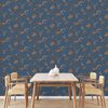 DUTCH WALLCOVERINGS Wallpaper Flower Dark Blue and Bronze