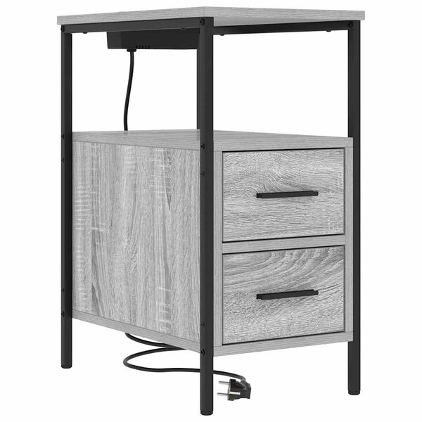 vidaXL Bedside Cabinet Grey Sonoma 30 x 48 x 61 cm Engineered Wood