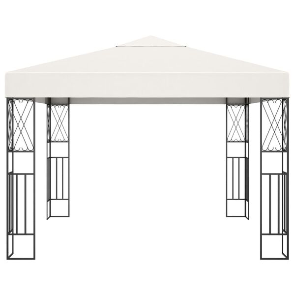 vidaXL Gazebo with LED String Lights 3x3 m Cream Fabric