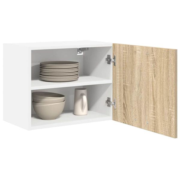vidaXL Hanging Cabinet 2 pcs Sonoma Oak and White 50 x 31 x 40 cm