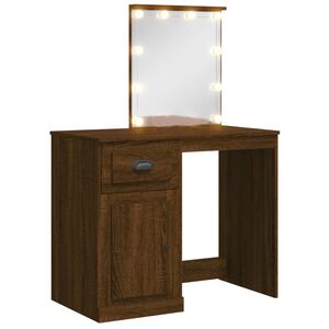 vidaXL Dressing Table with LED Lights Brown Oak 90x42x132.5 cm