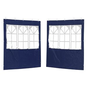 vidaXL Party Tent Sidewall 2 pcs 200 x 195 cm Blue PE and Steel