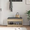 vidaXL Hall Bench with Cushion with Shelf Sonoma Oak 83 x 38 x 45 cm