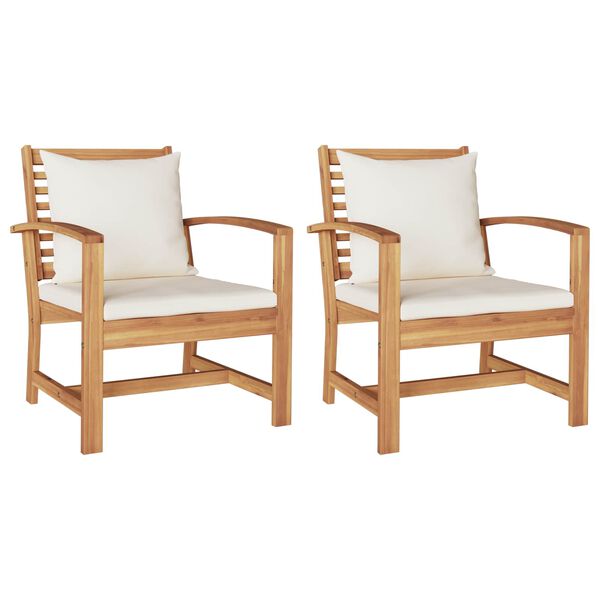 vidaXL Garden Chairs 2 pcs Natural 60 x 65 x 76.5 cm Solid teak wood