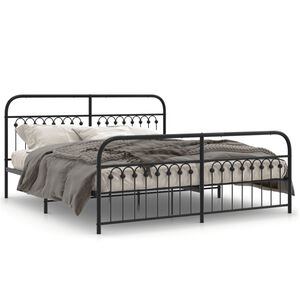 vidaXL Metal Bed Frame without Mattress with Footboard Black 183x203cm