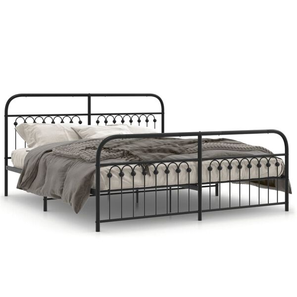 vidaXL Metal Bed Frame without Mattress with Footboard Black 183x203cm