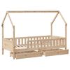 vidaXL Kids Bed Frame with Drawers without Mattress 90x200 cm Solid Wood