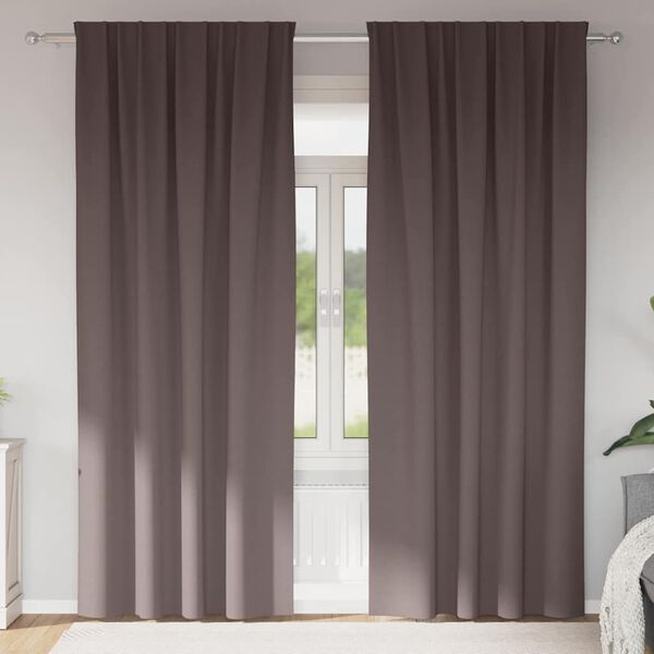 vidaXL Blackout Curtains with Rings 2 pcs Dark Brown 260 x 140 cm