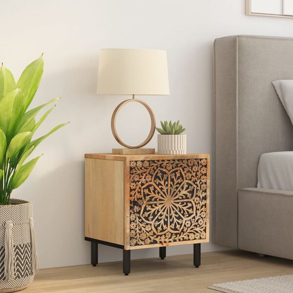 vidaXL Bedside Cabinet 40x33x46 cm Solid Wood Mango