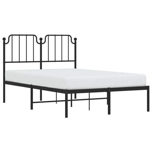 vidaXL Metal Bed Frame without Mattress with Headboard Black 120x190cm