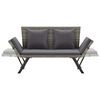 vidaXL Garden Bench with Cushions Grey 176 cm Poly Rattan