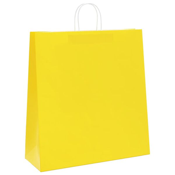 vidaXL Paper Bags 50 pcs with Handles Yellow 45x17x48 cm