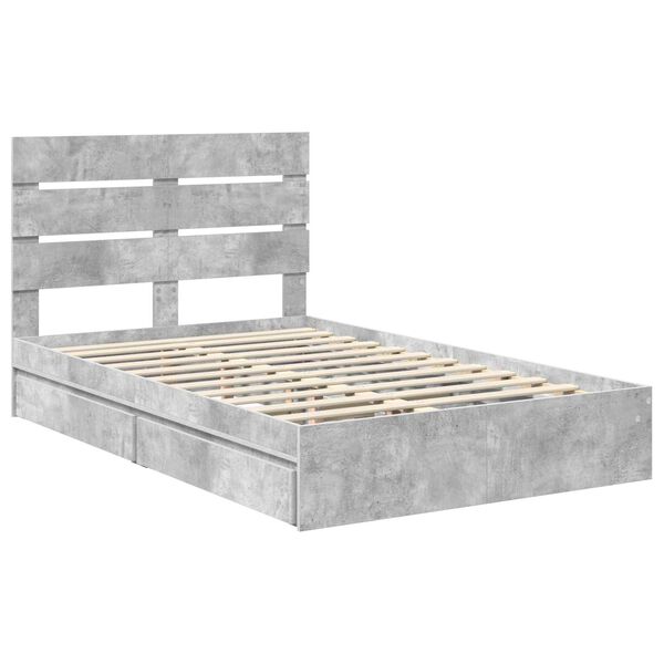 vidaXL Storage Bed Concrete Grey 135 x 190 cm Engineered Wood