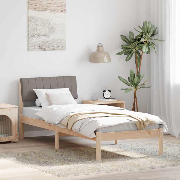 vidaXL Bed frame Brown and taupe 80 x 200 cm Solid pine wood